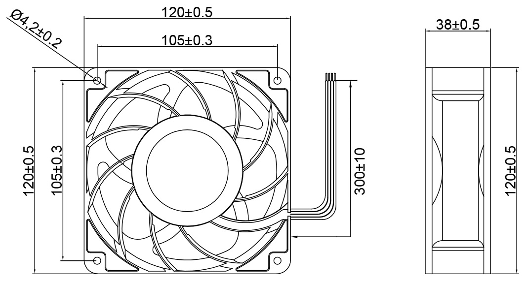 MFD12038E Dimensions